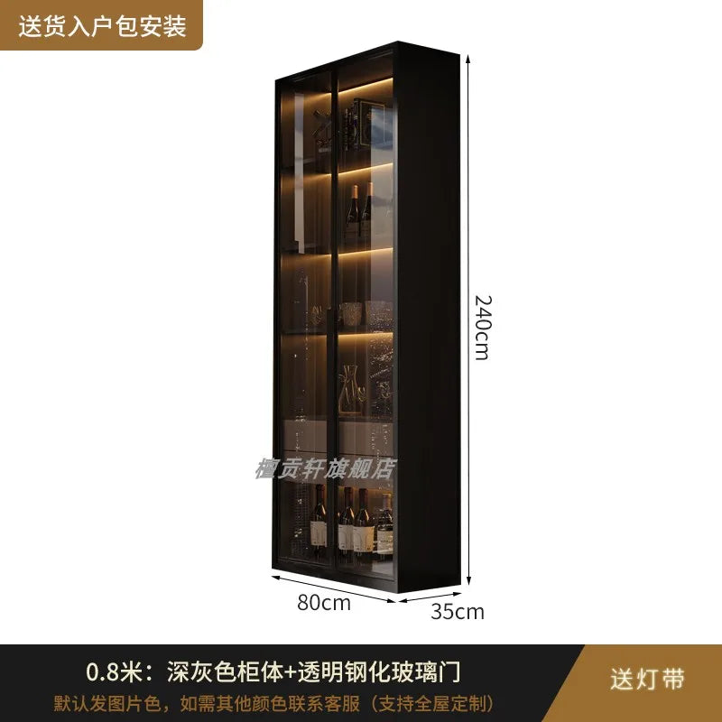 Minimalist Modern Storage Cabinet With Glass Panels — Espresso | KIMLUD