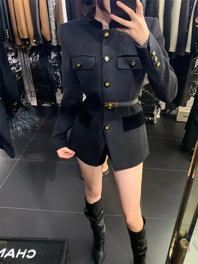 Women Blazer Coat New 2025 Autumn Long Sleeve Casual Single-breasted Elegant Office Waist Ladies Suit Coat Tops Female Outerwear