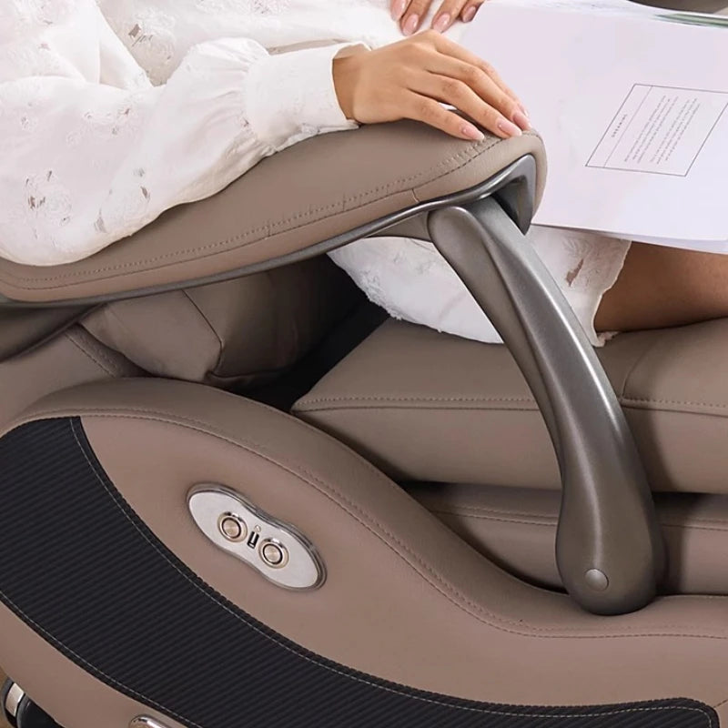Leather Executive Swivel Chair Massage — Beige | KIMLUD
