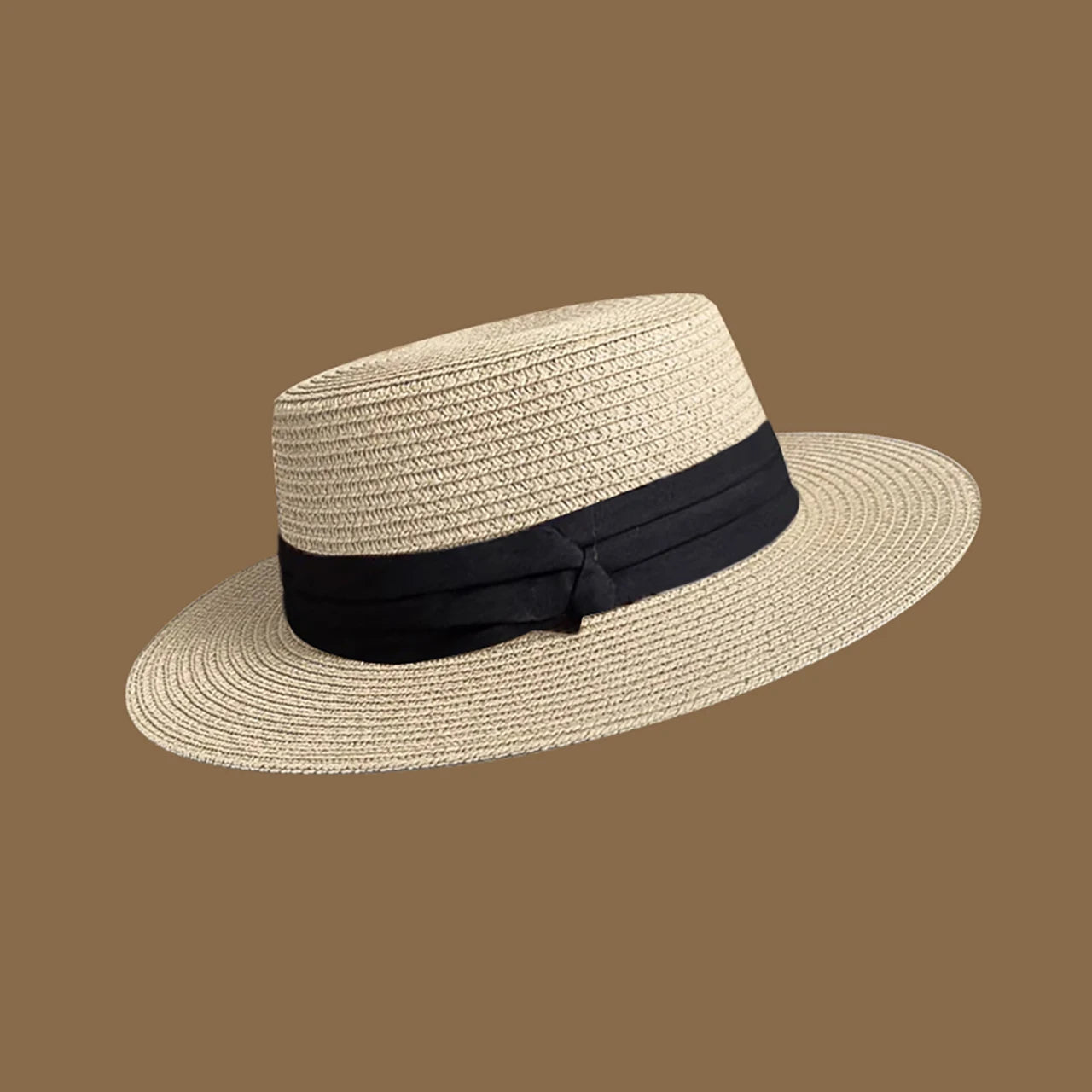Wide Brim Hats Ribbon Straw Sun Protection — Natural | KIMLUD