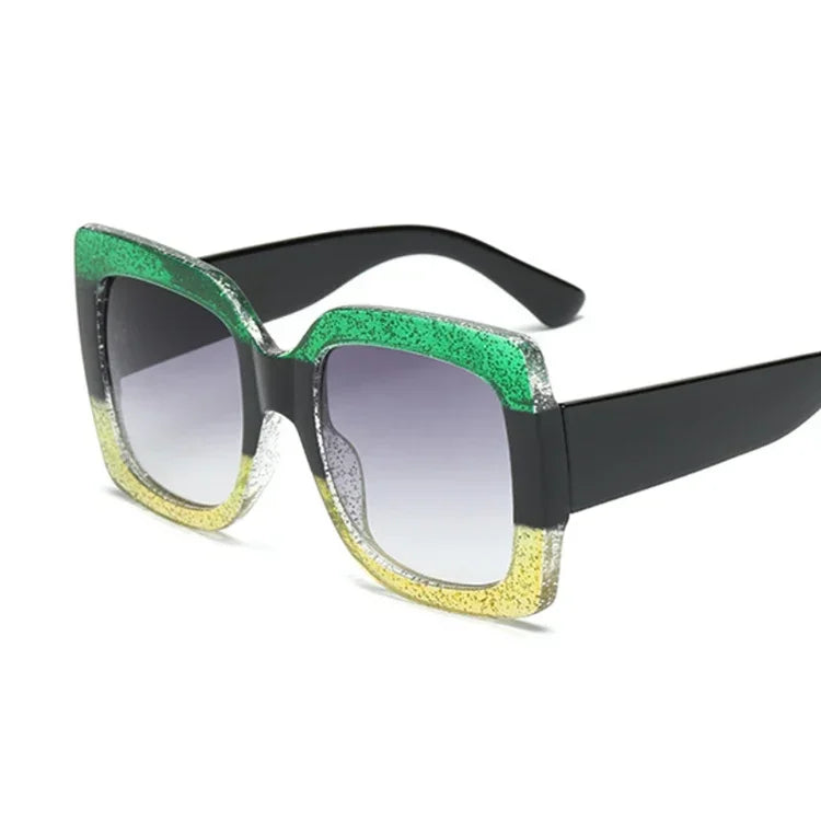 Oversized Glitter Plastic Sunglasses — Multicolor | KIMLUD