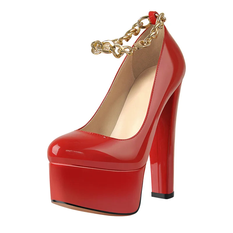 Pumps – Platform Round Toe High Heels Slip-On – PU | KIMLUD