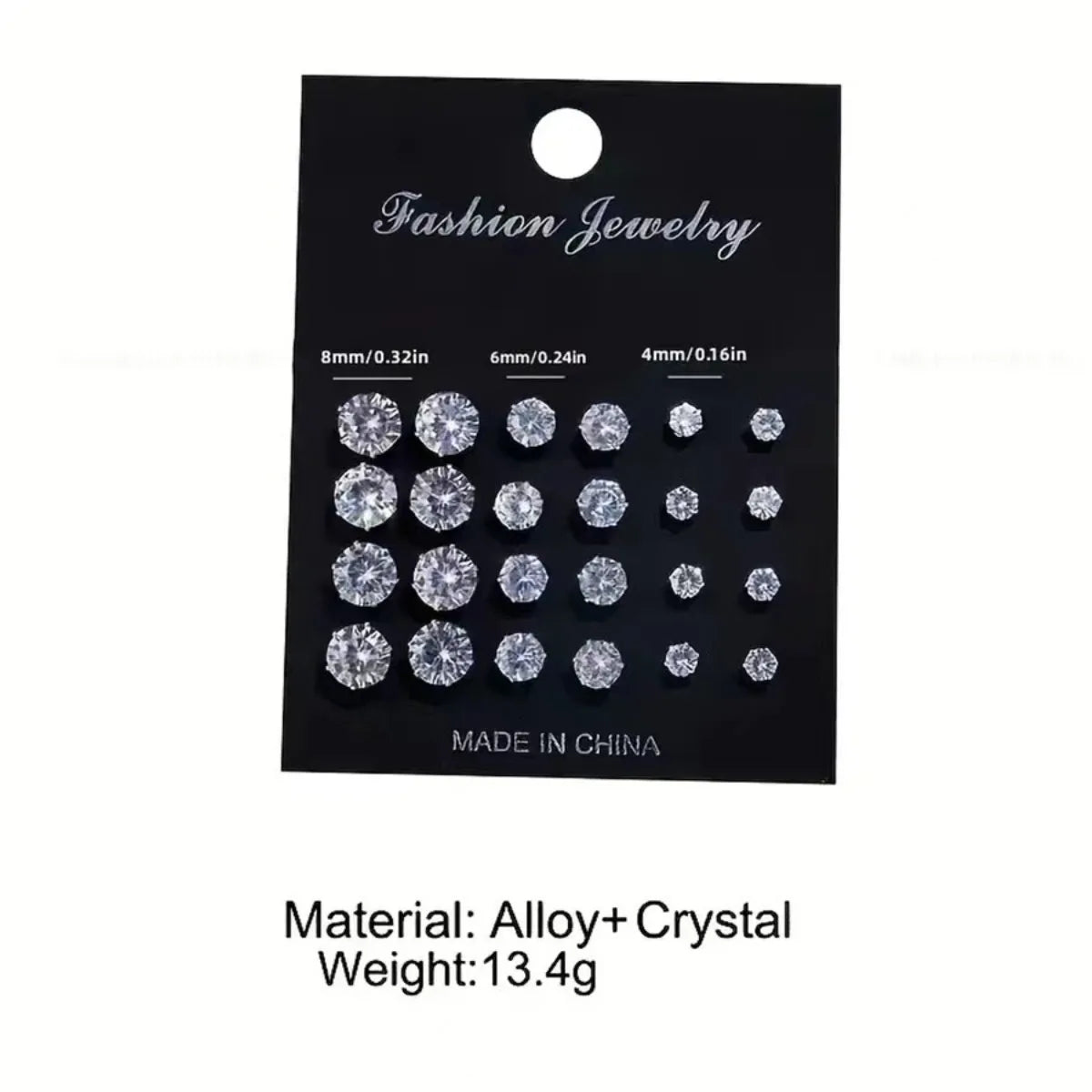 Stainless Steel Stud Earrings With Gemstone Buds Round — Silver | KIMLUD