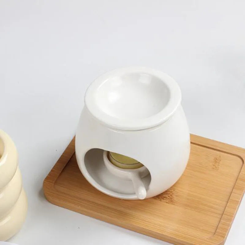 KIMLUD, Nordic Style Porcelain Essential Oil Burner Candle Holder Oil Lamp Aroma Censer for Indoor Smell Supply Home Decor, KIMLUD Womens Clothes