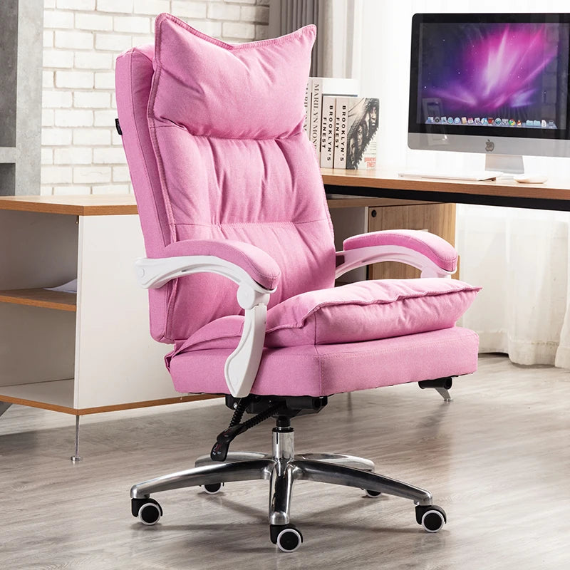 Linen Upholstered Executive Chair With 360 Degree Swivel And Lockable Wheels — Black | KIMLUD