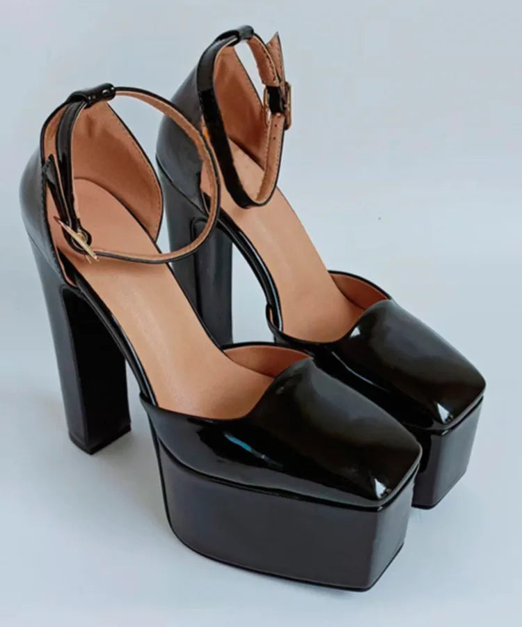 New Brand Women&#39;s Shoes Super High Heel Party Fashion Thick Sole Leather Shoes Bridal Shoes Wedding Party Shoes Women Summer