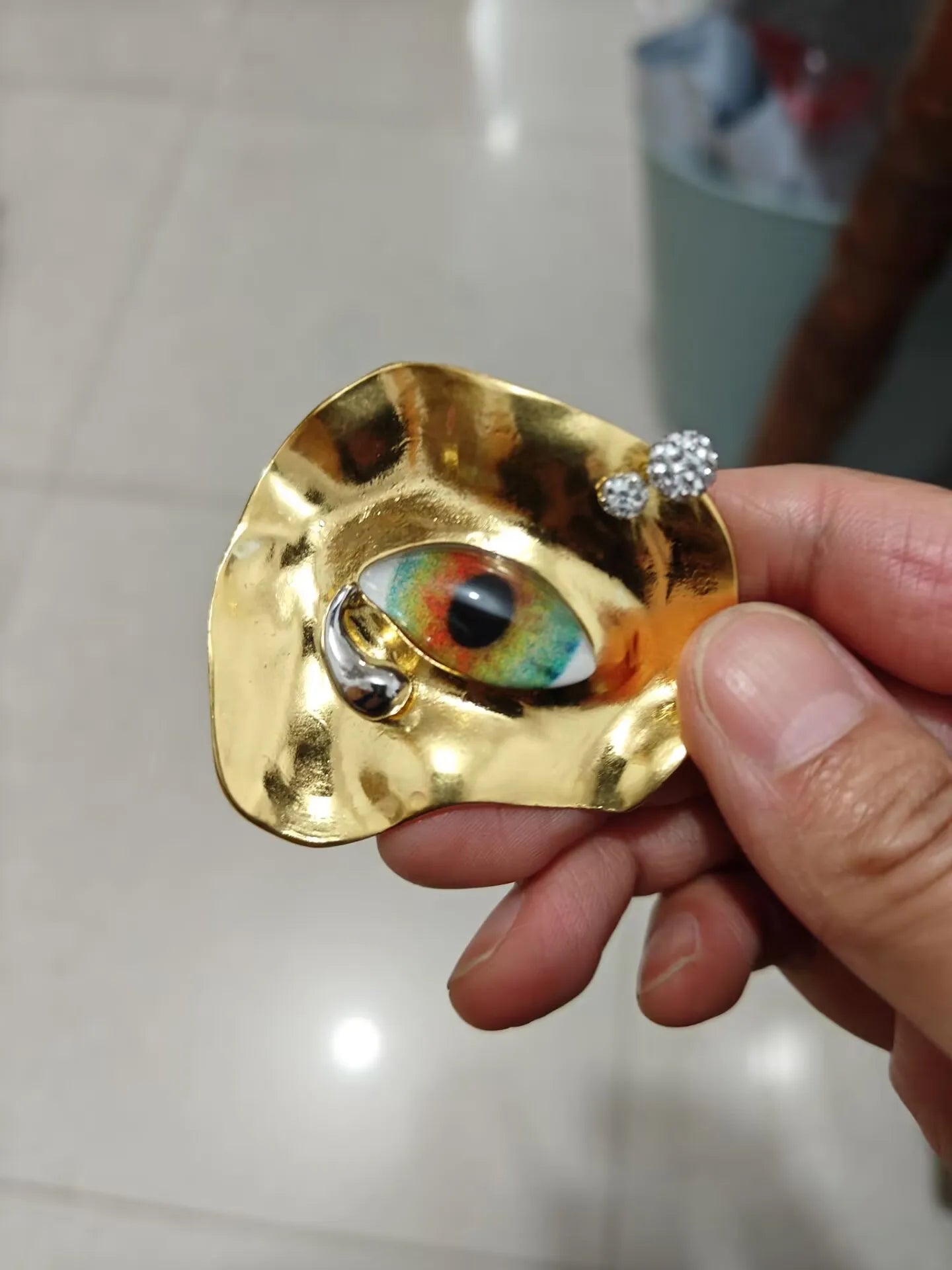 Human face opening single size ring personalized old eyes ring ring