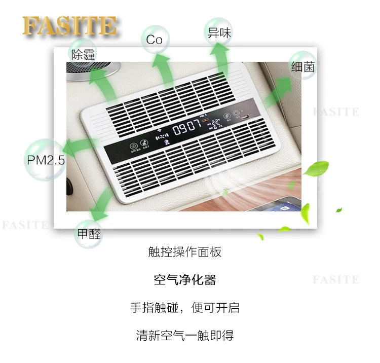 Genuine Leather Bed Tech Smart Multifunctional Massage, Bluetooth Speaker, Air Cleaner — White | KIMLUD