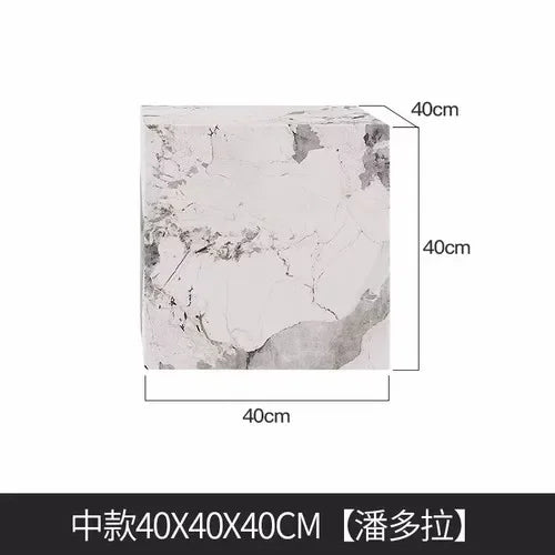 Marble Side Table Minimalist Modern — White | KIMLUD