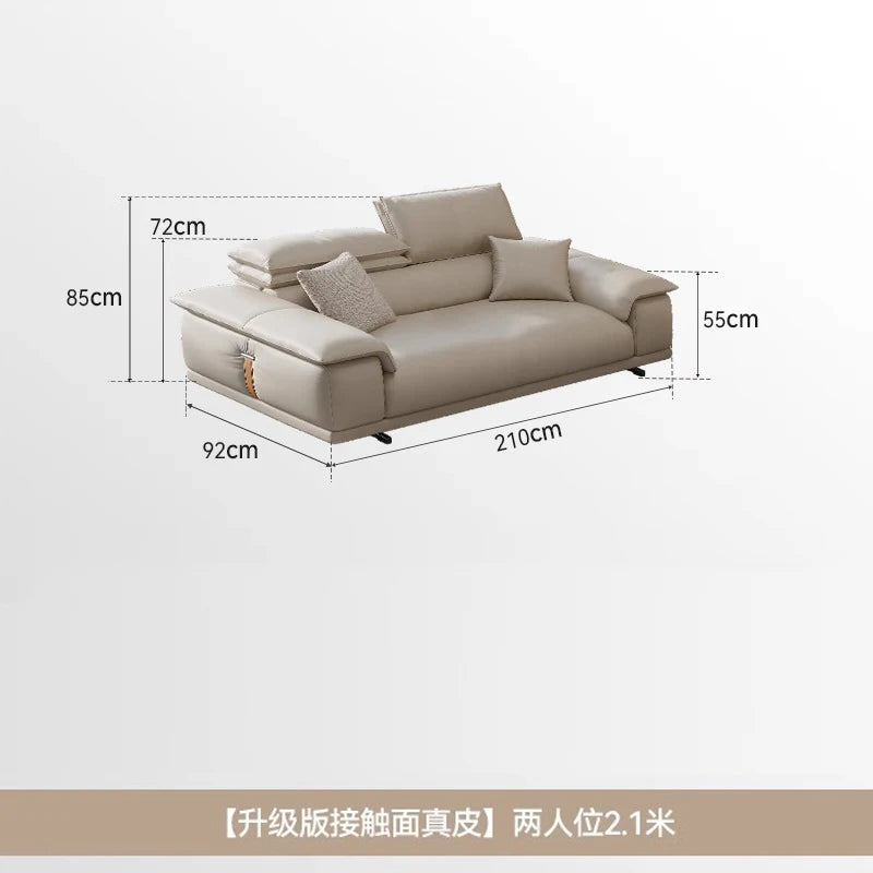 Genuine Leather Italian Living Room Sofa Luxury Lounge Designer Minimalist Sofas Modern Family Muebles Furniture Decoration
