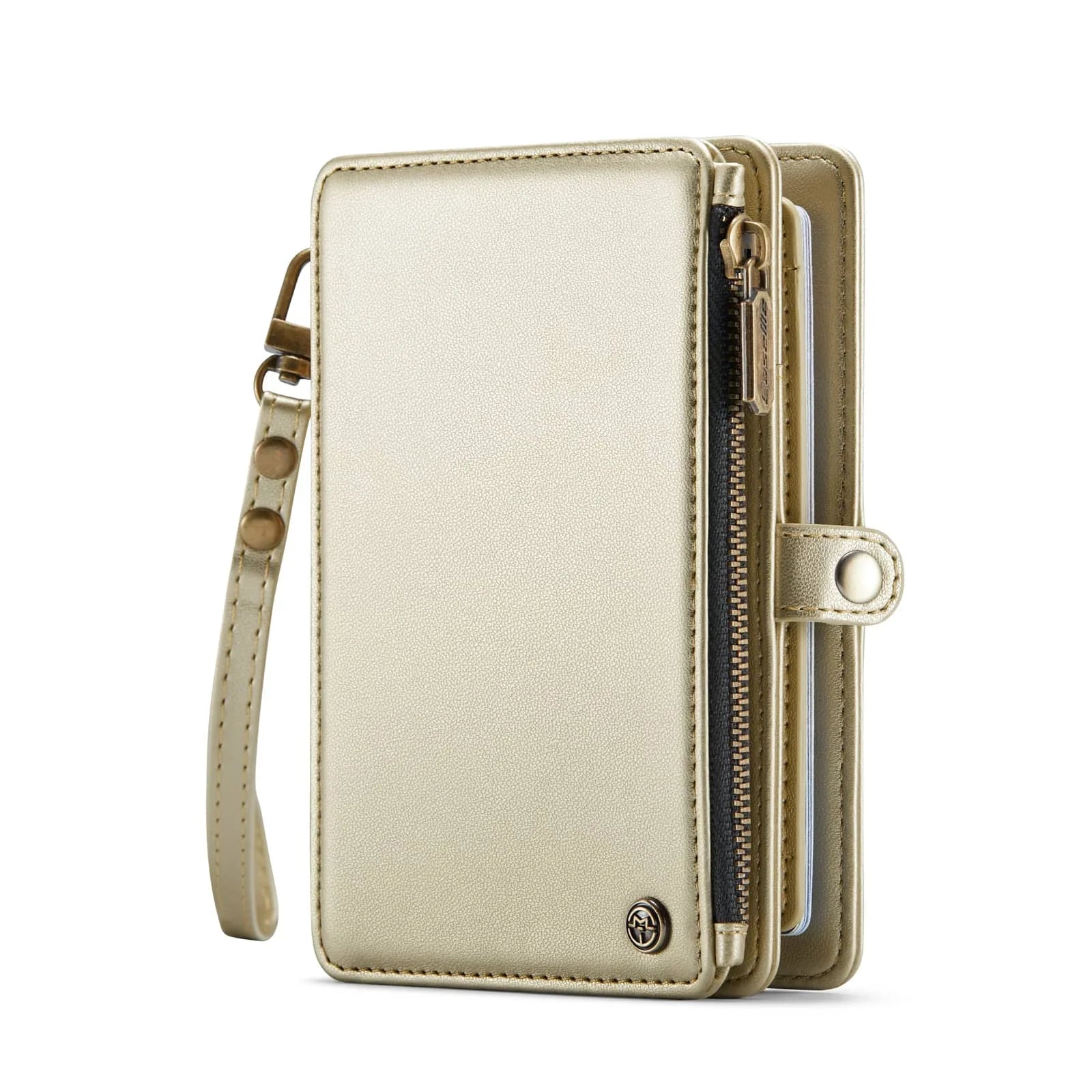 Passport Holder for Travel, Passport Case Wallet With Strap Wristlet and Zipper Wallet for Men Women Gold