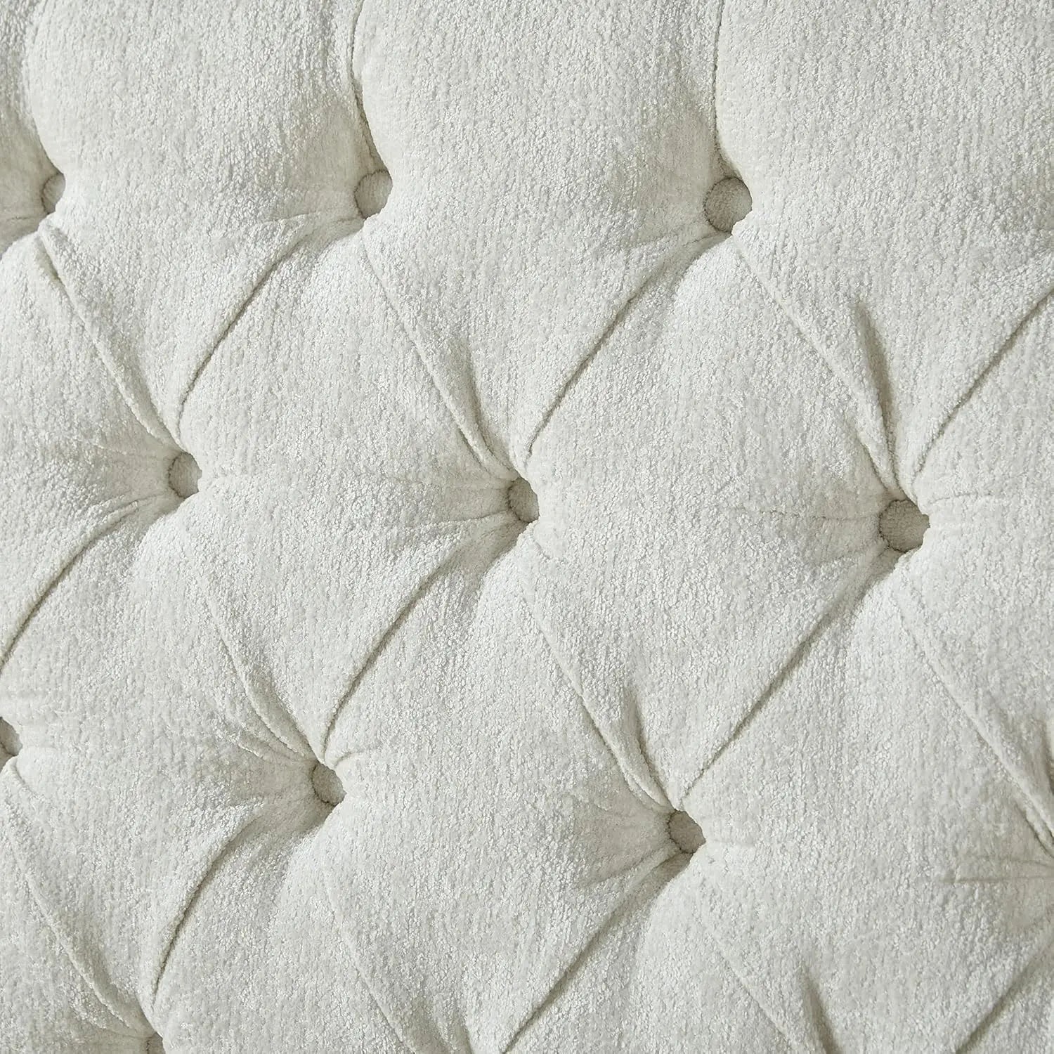Chenille Upholstered Sleigh Platform Bed Frame — Ivory | KIMLUD