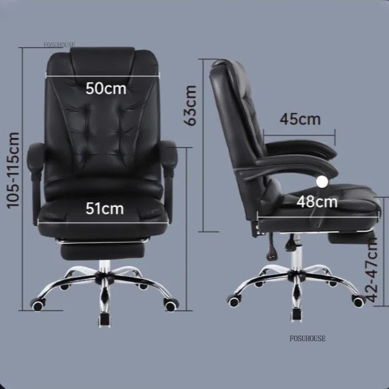 Office Chair – Ergonomic Reclining Backrest – Synthetic Leather | KIMLUD