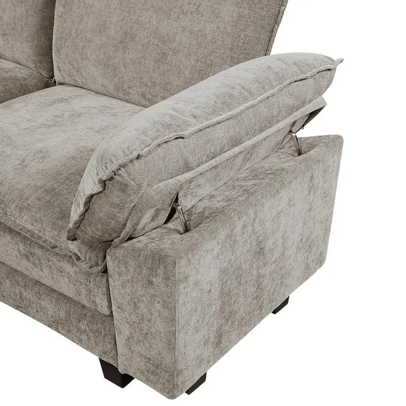 Chenille Sectional Sofa Set 6-Piece Modular Luxe Soft — Light Dove-Gray | KIMLUD