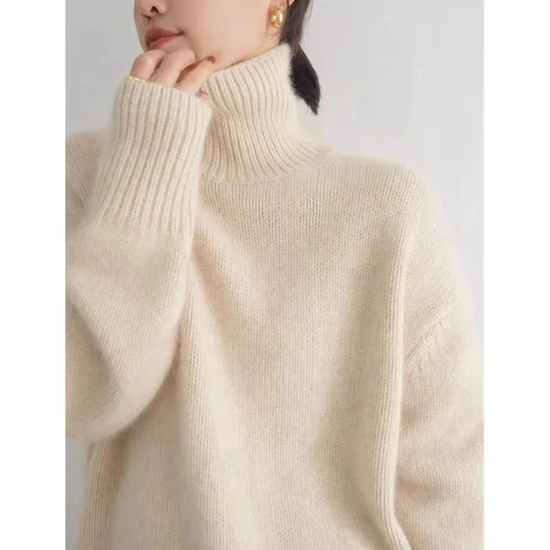 Turtleneck Sweater – High Neck – Cashmere – Loose Fit | KIMLUD