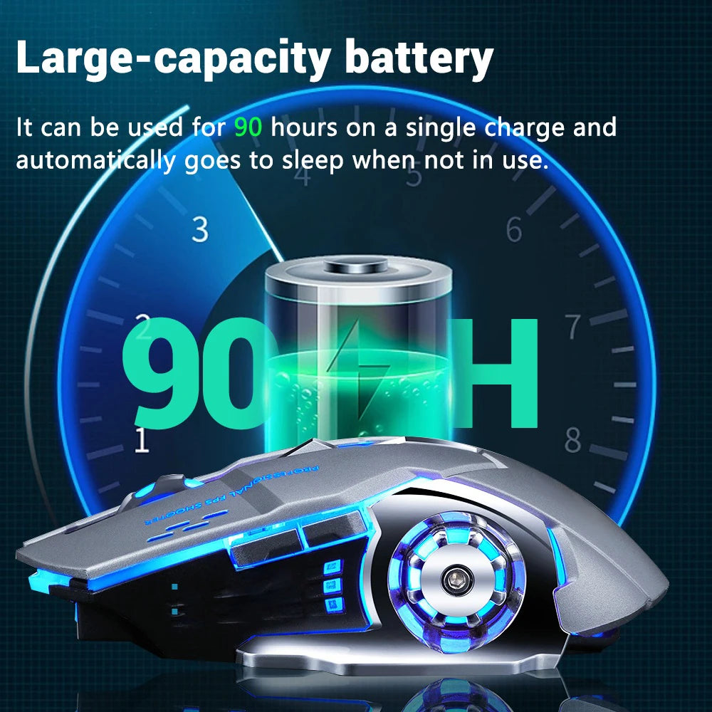 2.4G USB Wireless Bluetooth Mouse Ergonomic Silent Office Mice Rechargeable E-Sports Backlight Mouse For Computer Laptop Macbook