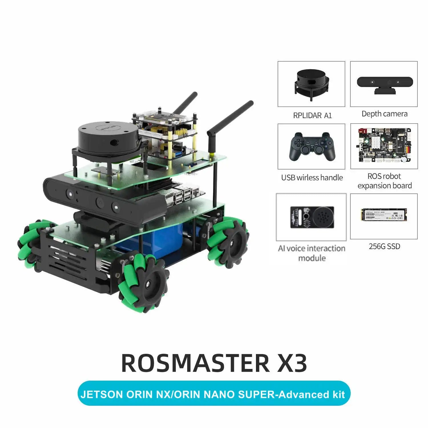 ROSMASTER X3 ROS2 Robot Aluminum Alloy Frame Autopilot Lidar Mapping for Jetson NANO Orin NX SUPER Orin NANO SUPER Raspberry Pi5