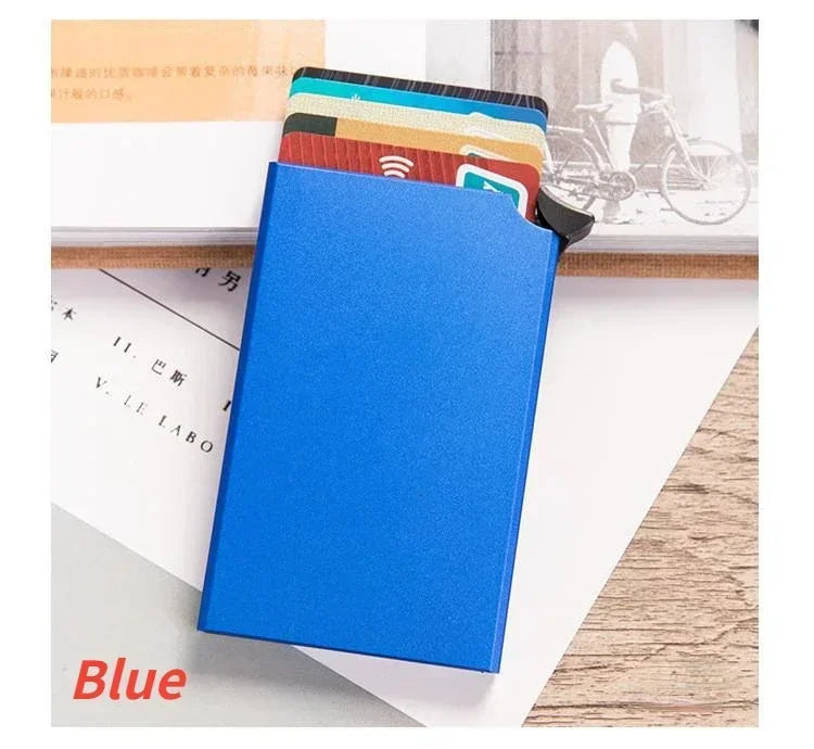 KIMLUD, Carbon Fiber Card Holder Wallets for Men RFID Portable Trifold PU Slim Mini Wallet Male Purses Wallet Women pasjeshouder, Blue 2, KIMLUD Womens Clothes