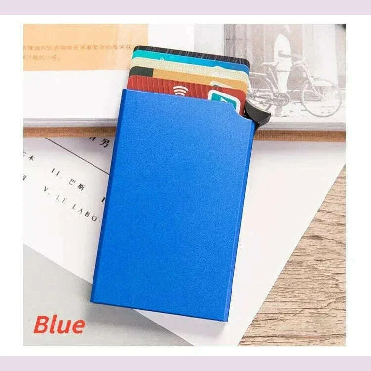 KIMLUD, Carbon Fiber Card Holder Wallets for Men RFID Portable Trifold PU Slim Mini Wallet Male Purses Wallet Women pasjeshouder, Blue 2, KIMLUD Womens Clothes