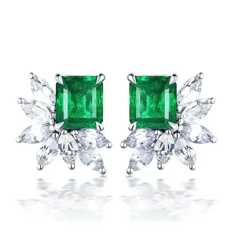 Cubic Zirconia Drop Earrings Water-Drop Inlaid — Emerald | KIMLUD