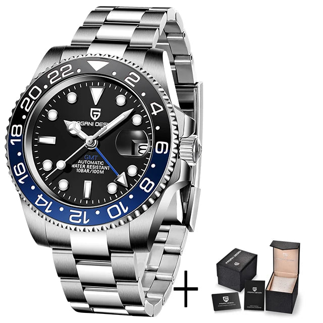 PAGANI DESIGN New NH34 Fully Automatic Mechanical Watch Men's Luxury Sapphire Glass 40MM Ceramic bezel GMT Watch 100M Waterproof