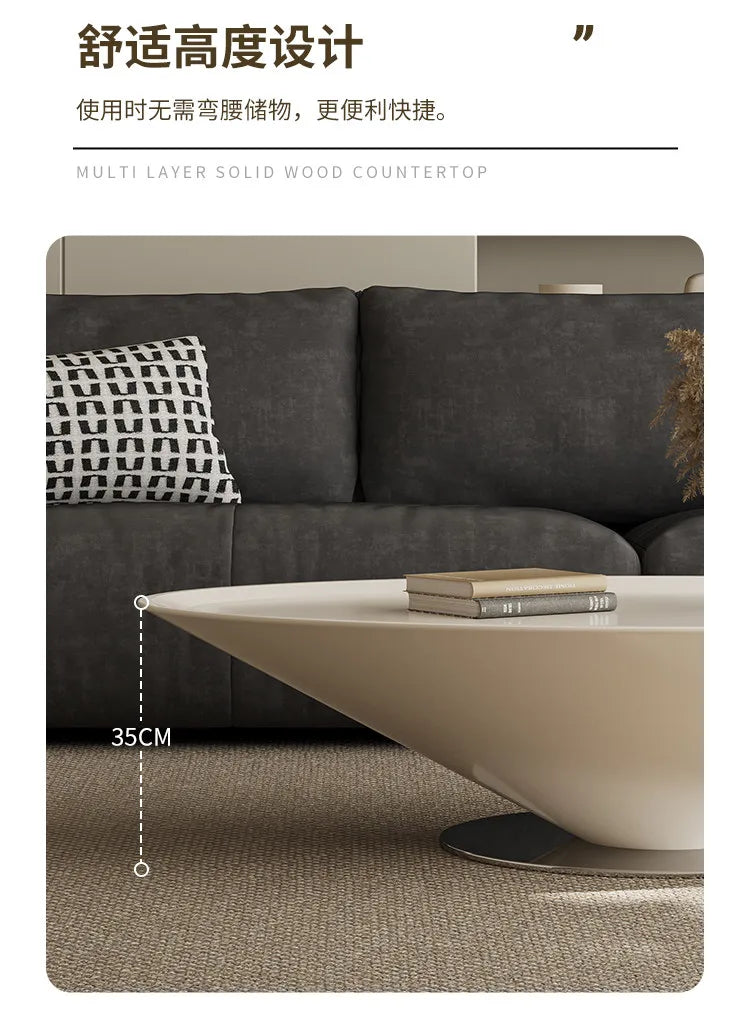 Minimalist Round Coffee Table Unique Aesthetic — White | KIMLUD