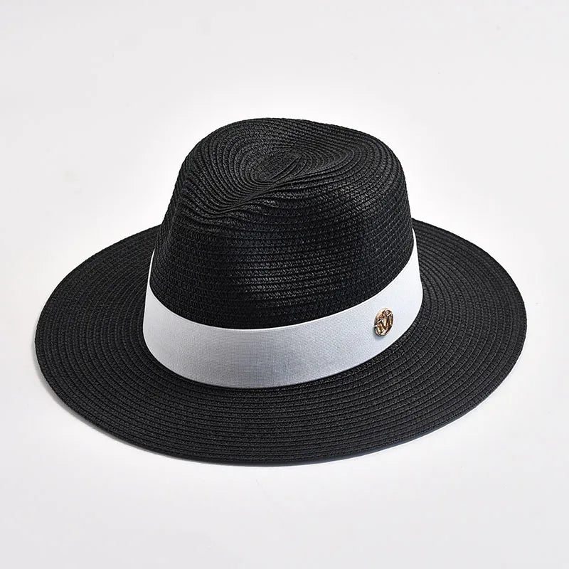 Panama Style Sun Hats Ribbon Decoration — Natural | KIMLUD