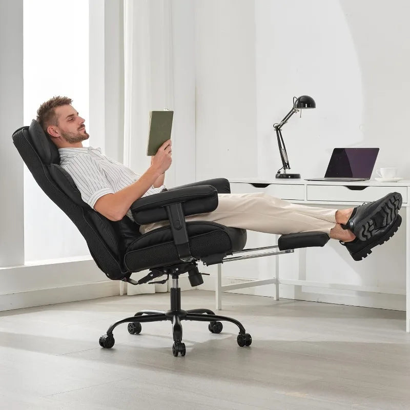 Big and Tall Office Chair 400lbs Wide Seat,High Back Gaming Chair with Foot Rest, Ergonomic Reclining Executive Office Chairs