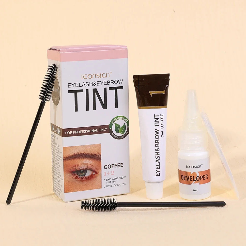 Semi Permanent Dye Kit 2-in-1 Waterproof Brow Tint — Black Brown | KIMLUD
