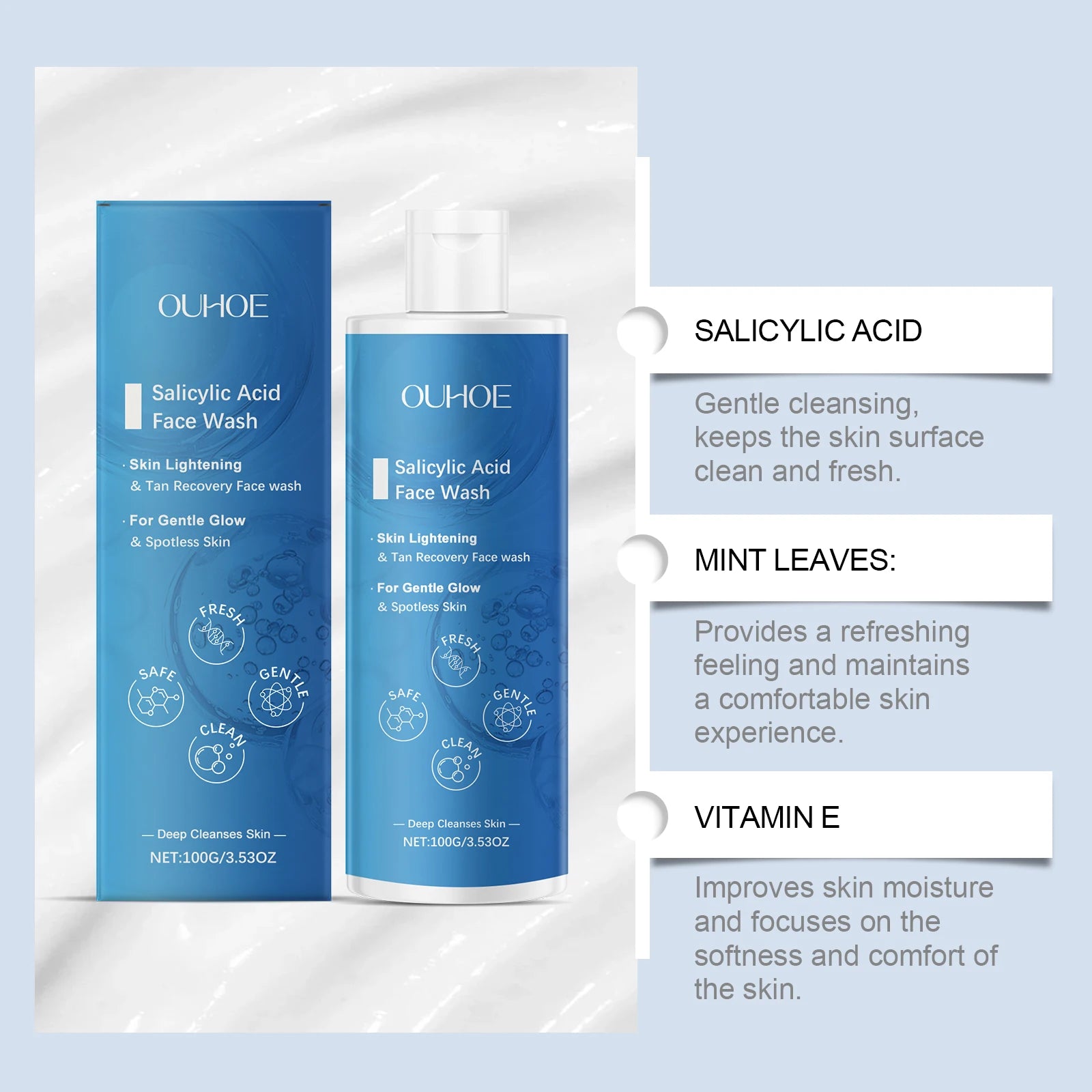 Salicylic Acid Facial Cleanser Acne Treatment — Blue | KIMLUD