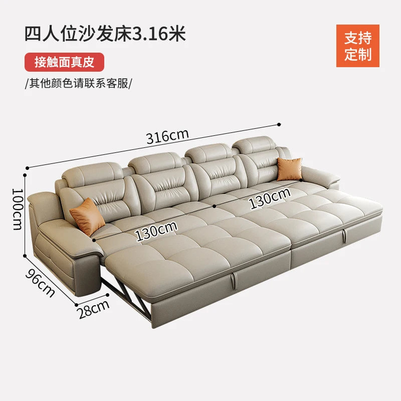 Multifunctional Designer Sofa Bed With Storage System For Spacious Living — Ivory-Beige | KIMLUD