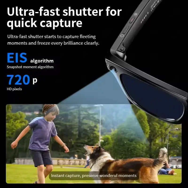 Smart Sunglasses With Camera AI Translation — Black | KIMLUD