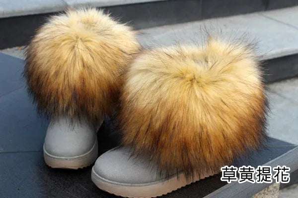 Faux Fur Boots Leg Warmer Cuffs Elastic DIY Accessory — Black | KIMLUD