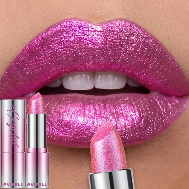14 Colors Metallic Sparkle Lipstick Polarizing Glitter Shiny Lip Gloss Waterproof Long Lasting Gold Pearl Shine Sexy Lips Makeup