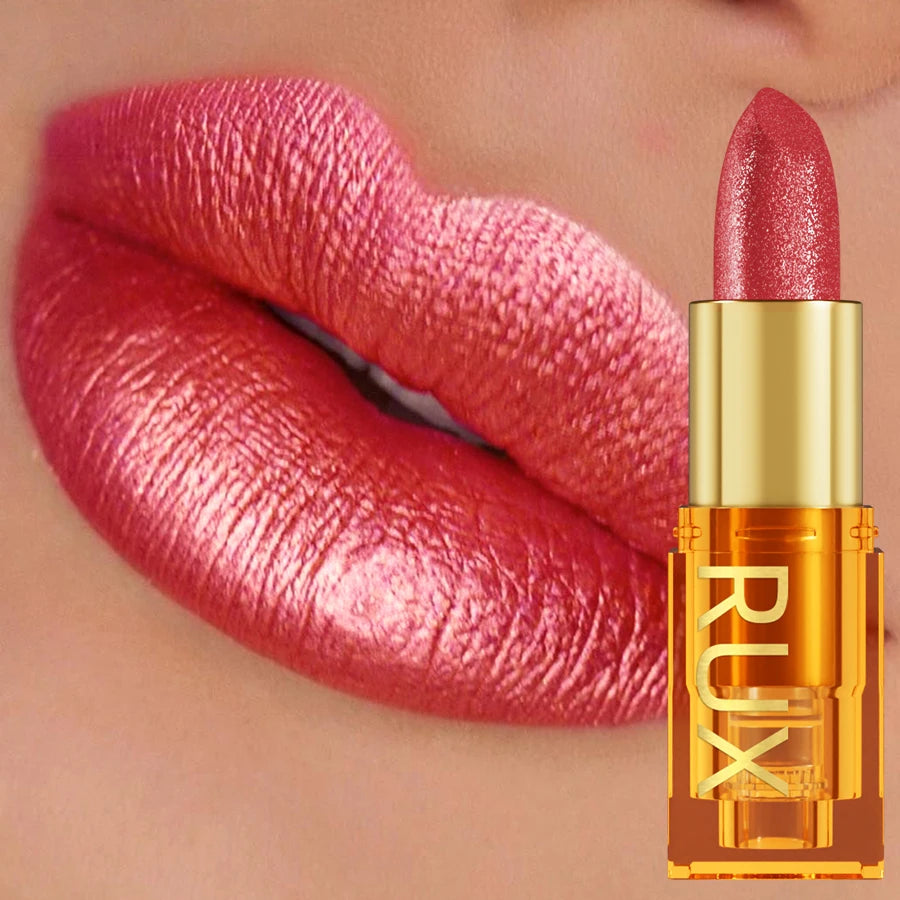 16 Colors 1PC Metallic Lipstick Long Lasting Glitter Pink Red Lip Glaze High Pigment Lip Tint Korean Makeup Shiny Lip Gloss