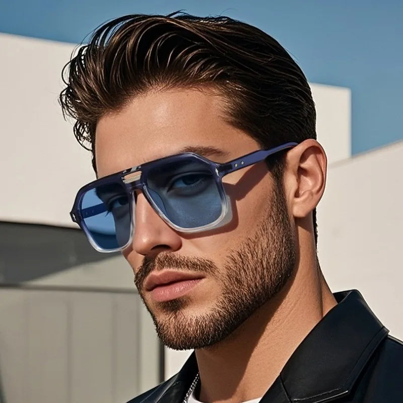 Acetate Sunglasses Oversized Vintage Hip Hop Square — Black | KIMLUD