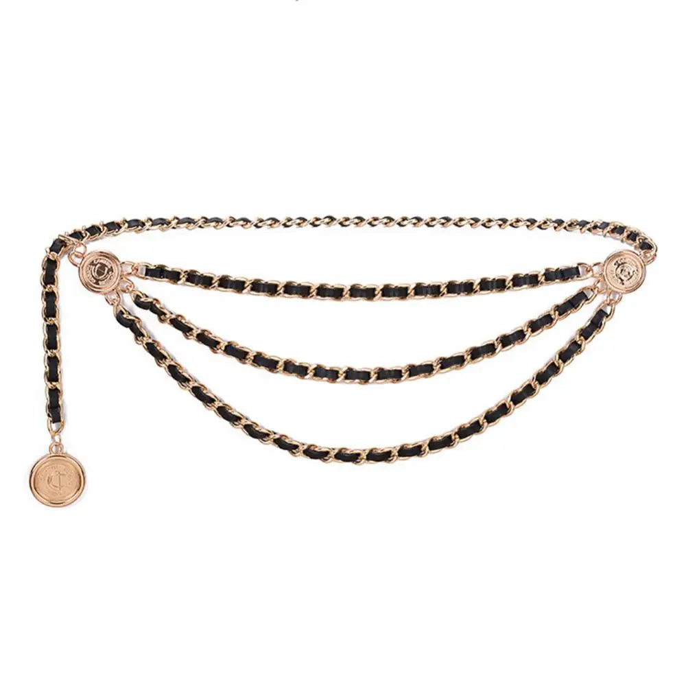 Metal Tassel Chain Waist Belt Retro Pendant Decoration — Gold-Tone | KIMLUD