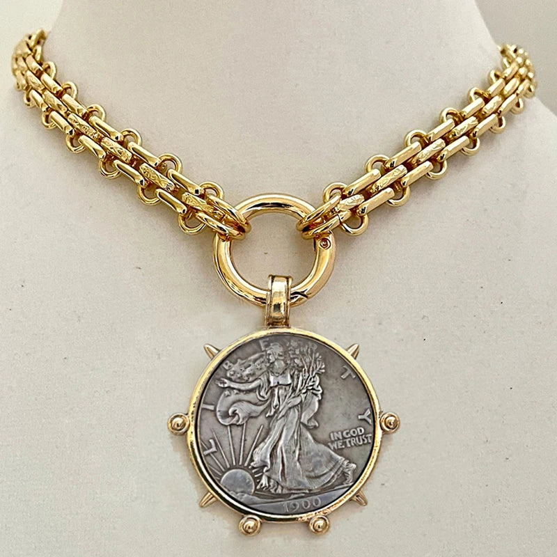 Copper Orla Coin Pendant Necklace — Copper | KIMLUD