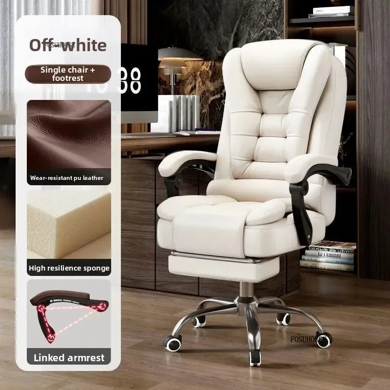 Office Chair – Ergonomic Reclining Backrest – Synthetic Leather | KIMLUD