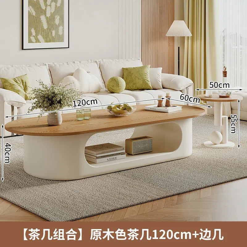 Minimalist Ellipse Coffee Table For Compact Living Rooms With Subtle Modern Aesthetic — Walnut | KIMLUD