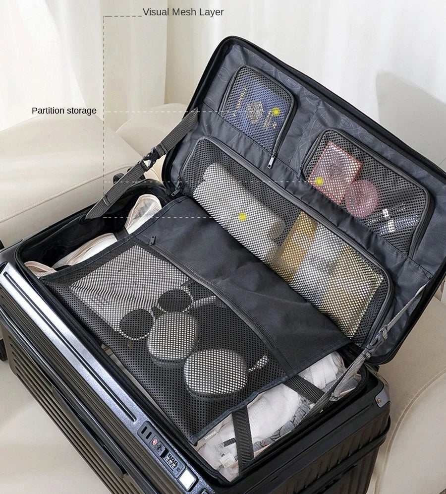 2025 New Side Opening Suitcase PC Large Capacity Luggage with USB Cup Holder 34 inch Password Trolley Case 20" Travel Suitcases