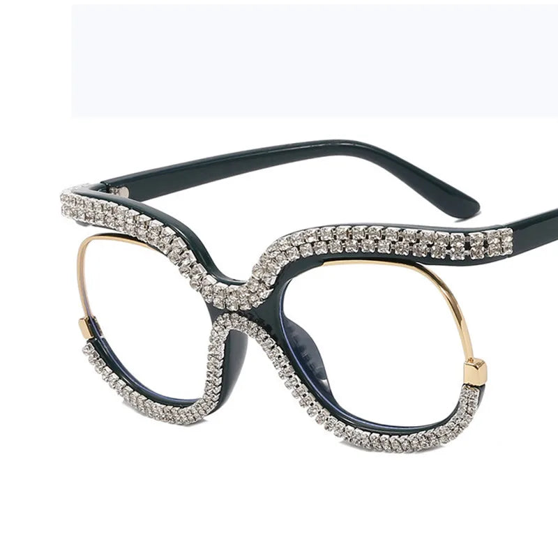Plastic Diamond-Decorated Reading Glasses — Clear | KIMLUD