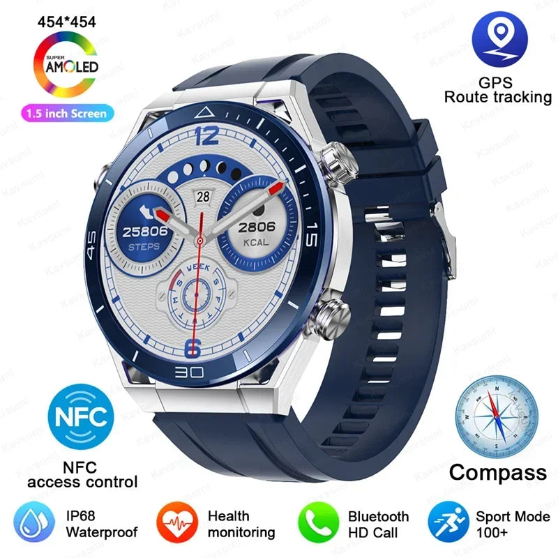 2025 New NFC Smartwatch Men Bluetooth Call GPS Tracker Motion Fitness Wireless Charge Waterproof  Watches For iPhone Android