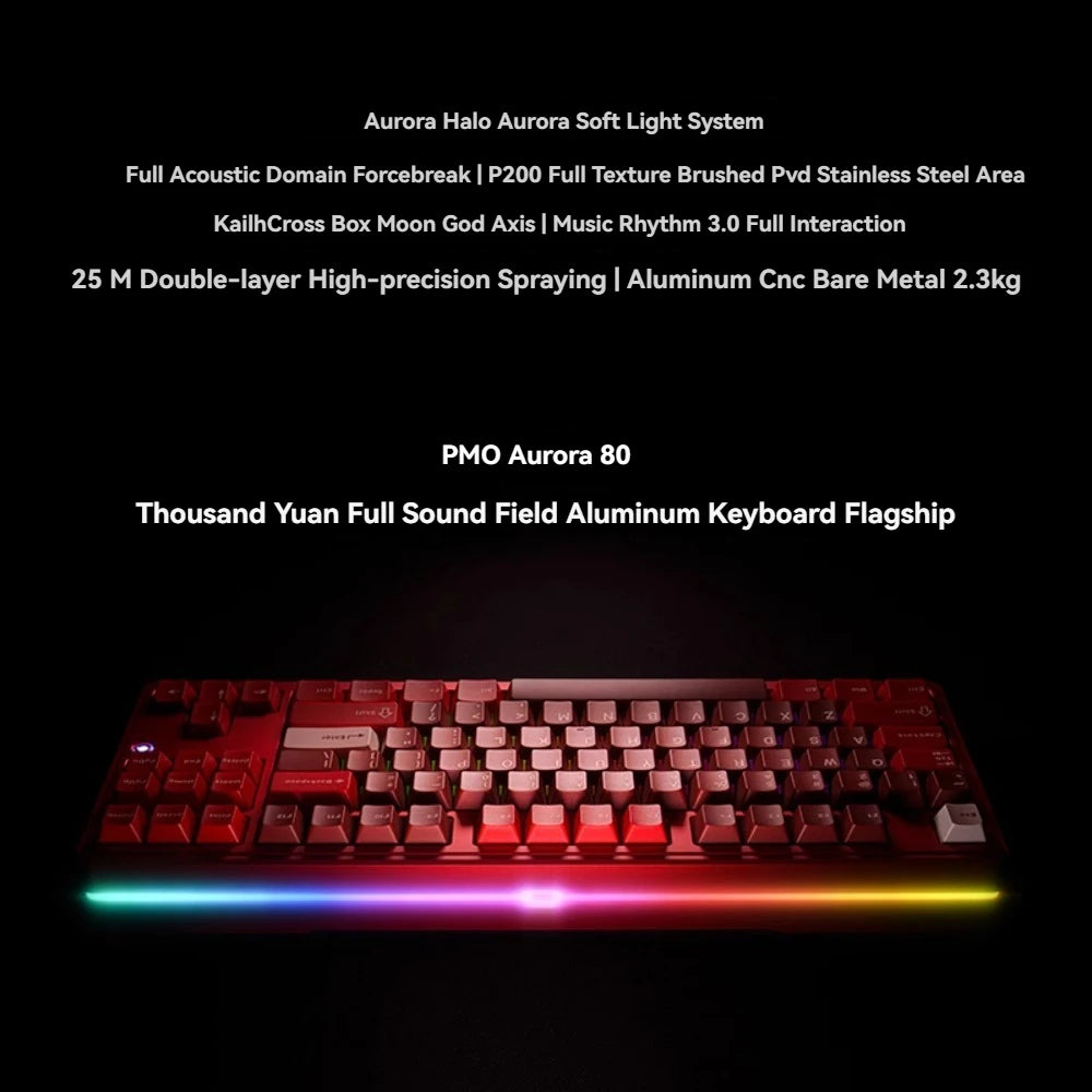 PMO Aurora80 Mechanical Keyboard Wireless Tri-mode Gasket/TOP Hot-Swap RGB Custom Aluminum Office Gaming Keyboard PC Laptop Gift