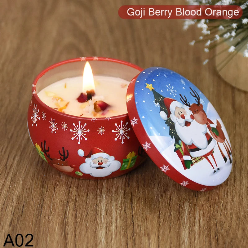 KIMLUD, Christmas Aromatherapy Candle Jar Christmas Scented Candle Tin Jar Cans Candle Merry Xmas Decor For Home New Year Navidad Gifts, KIMLUD Womens Clothes