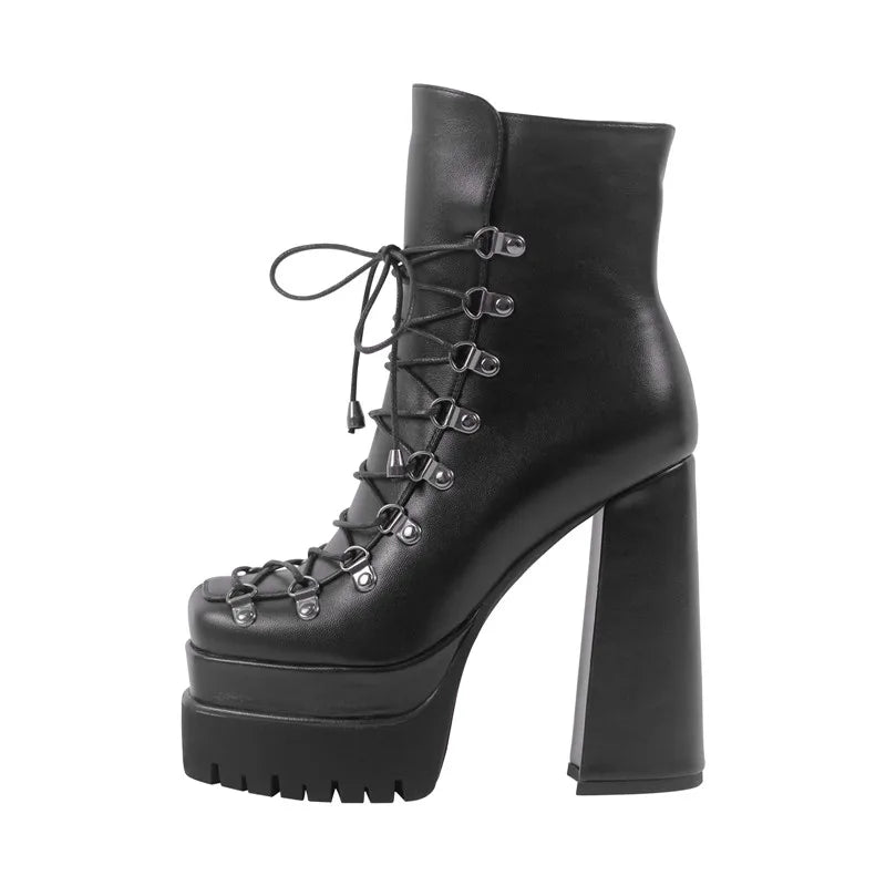 Ankle Boots - Double Platform - Platform Silhouette - Matte | KIMLUD