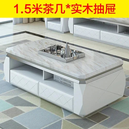 Nordic Coffee Table With Drawers And Hidden Storage — White | KIMLUD