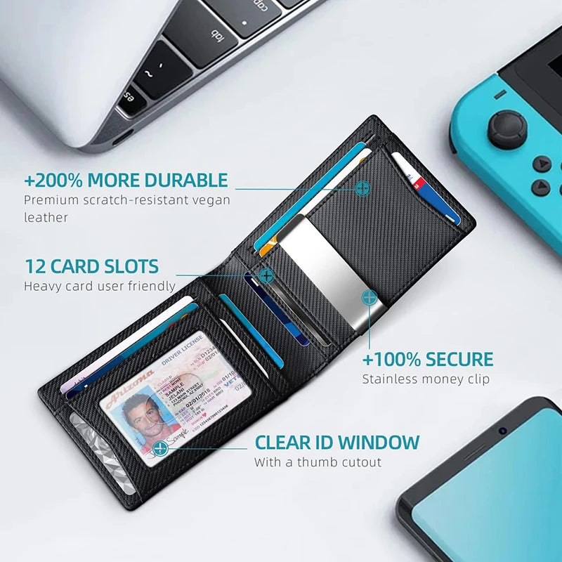 Rfid Carbon Fiber Luxury Men Wallets Money Bag Slim Thin Man Card Holder Wallet for Men Small Short Purse Male Vallet Billfold