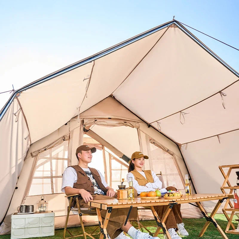 A Inflatable Camping Outdoor 2 Rooms 3-5 People  Air Pump Inflatable Cabin House Tent