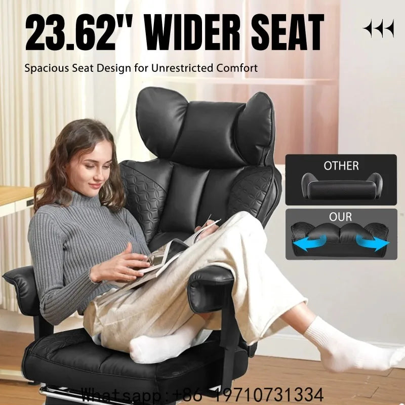Gaming Chair - Ergonomic High Back With Footrest - Leather | KIMLUD